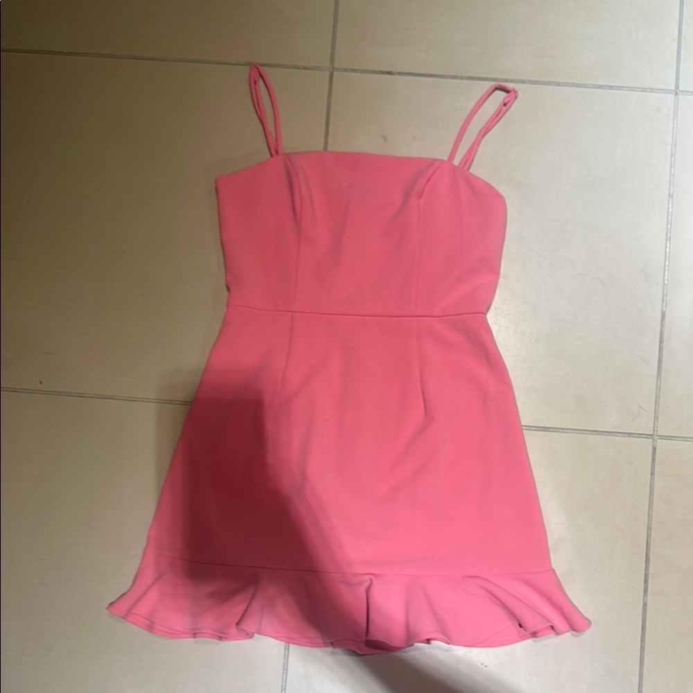 French Connection Pink Sleeveless Dress with Ruffle Hem